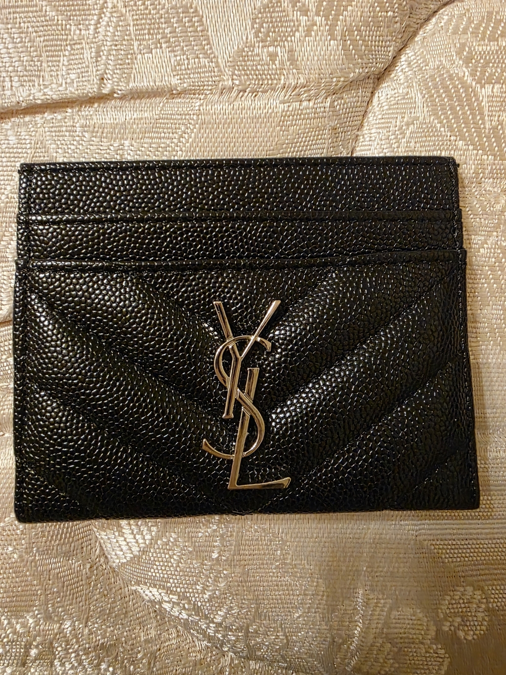 Saint Laurent Black Quilted YSL Card Holder